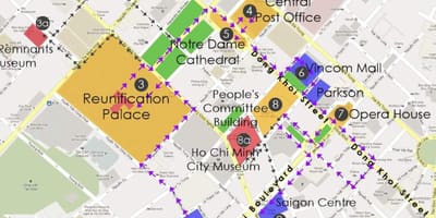 Ho chi minh city ekskursija žemėlapyje